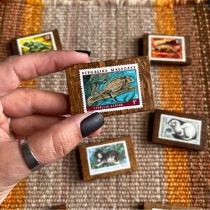 Handmade Vintage Postage Stamp Magnets On Wood • ANIMALS you pick one